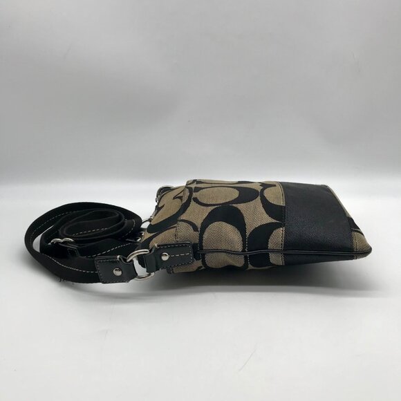Coach Beige And Black Canvas Signature Stripe Crossbody Bag - Picture 3 of 10